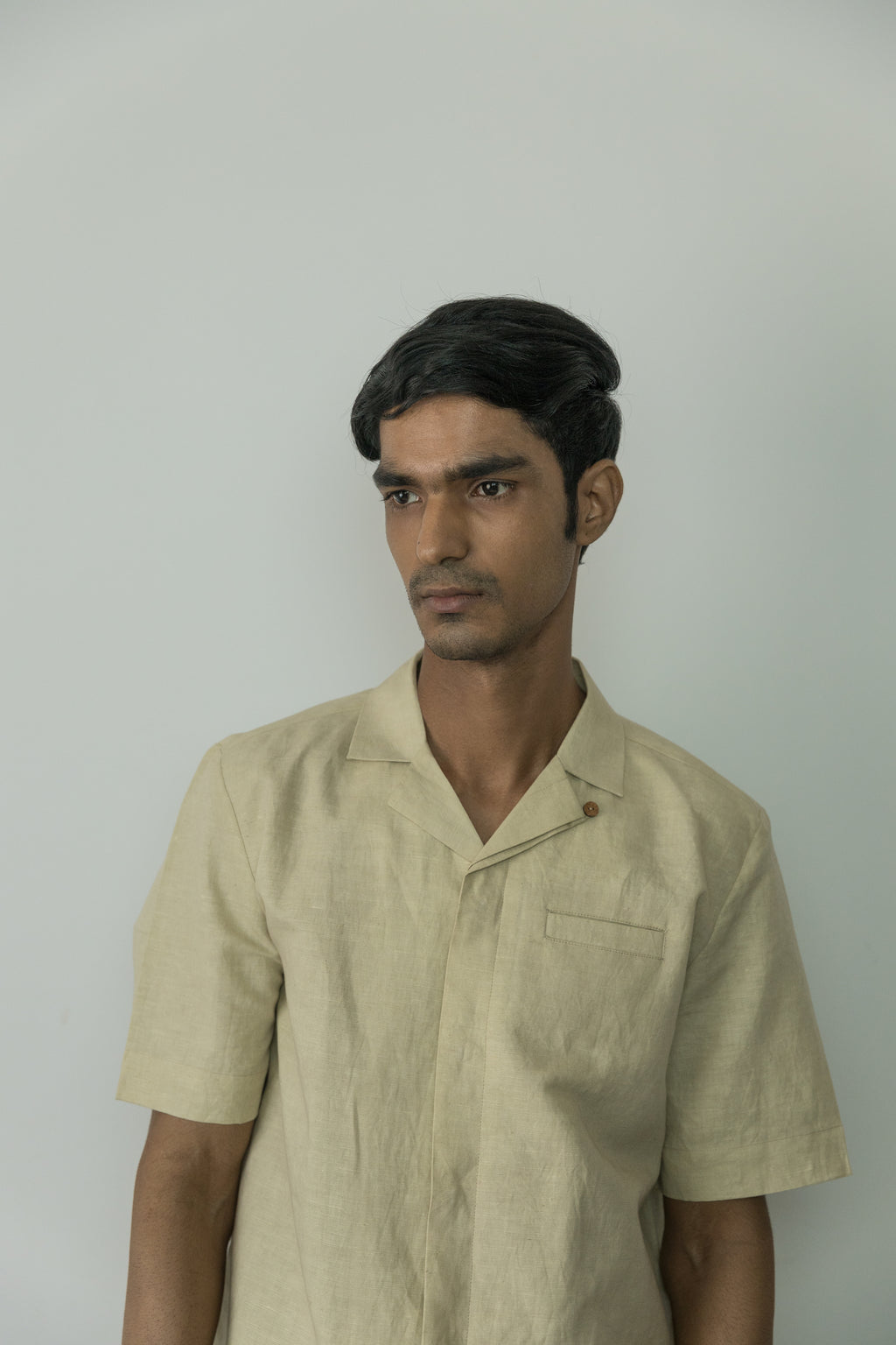 Beige Cotton Shirt by Anushé Pirani with Beige, Birthday Collection, Casual Wear, Console Collection List, Cotton, Cotton Hemp, For Him, Handwoven, Hemp, Men Shirts, Menswear, Regular Fit, Review September 2025, Shibumi by Anushe Pirani, Shirts, Solids, Tops at in.kamakhyaa.com for sustainable fashion