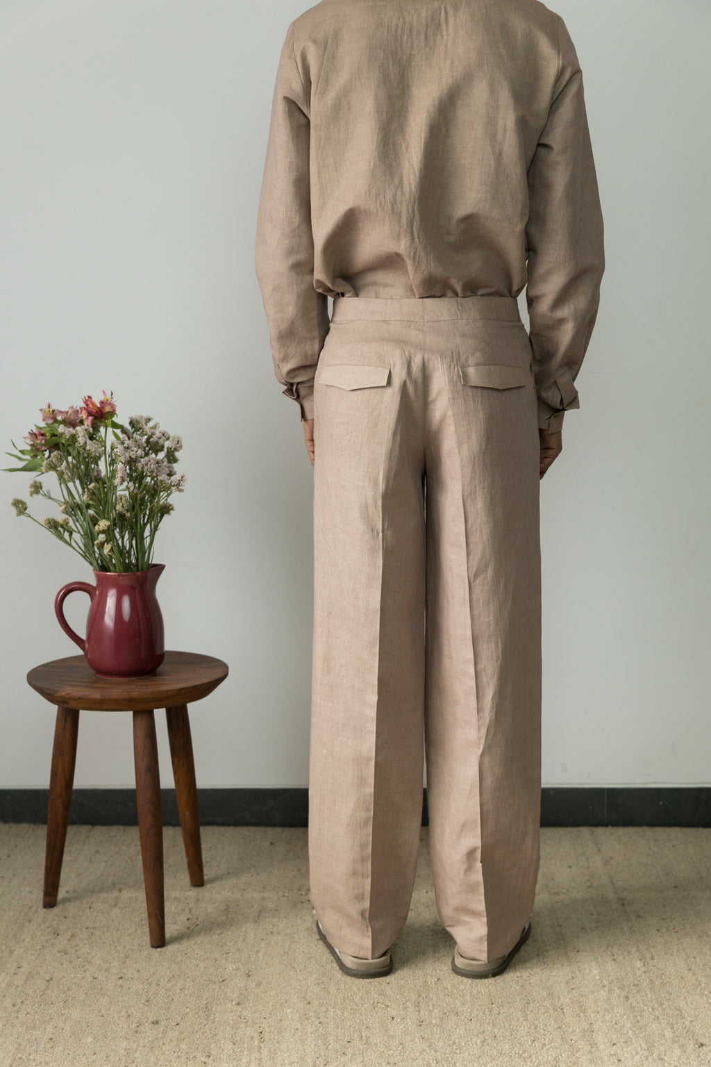 Straight-Leg Beige Pants by Anushé Pirani with Blue, Casual Wear, Console Collection List, Cotton, Cotton Hemp, For Him, Handwoven, Hemp, Men Bottoms, Men Pants, Menswear, Regular Fit, Review September 2025, Shibumi by Anushe Pirani, Solids at in.kamakhyaa.com for sustainable fashion