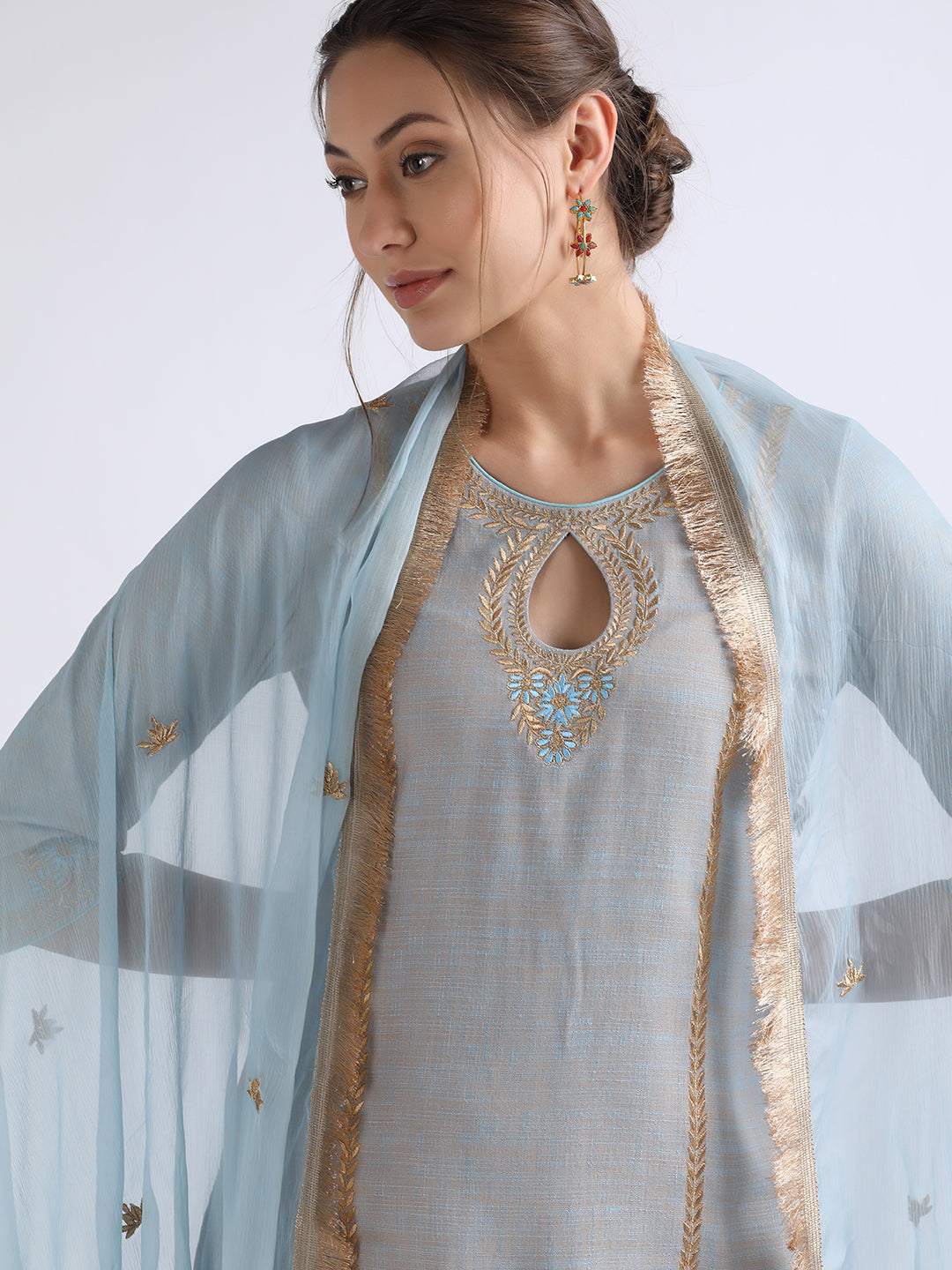 Saanjh Kurta Set by RoohbyRidhimaa with Large, Medium, Small, X-Large, X-Small at Kamakhyaa for sustainable fashion