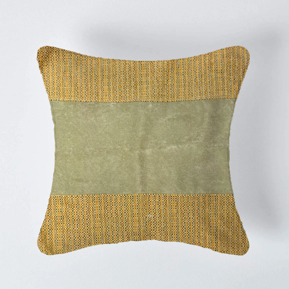 Sand Lane by Aetherea with Beige, Cotton, Cushion covers, Green, Half & Half, Mint, Solid, Textured, Upcycled, Upcycled Cotton at Kamakhyaa for sustainable fashion