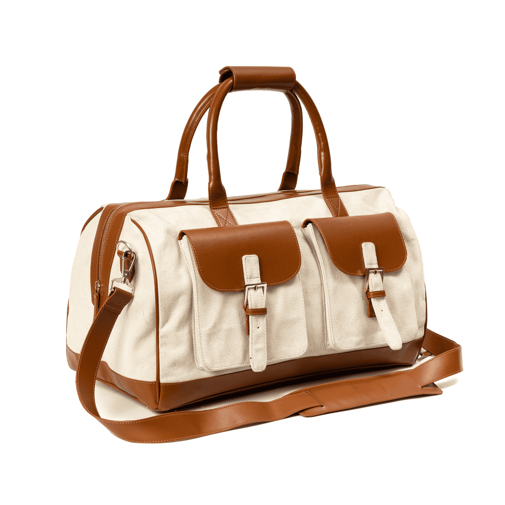 Ajax Vegan Leather Duffle Bag -Beige by Green Hermitage with SS25 at Kamakhyaa for sustainable fashion