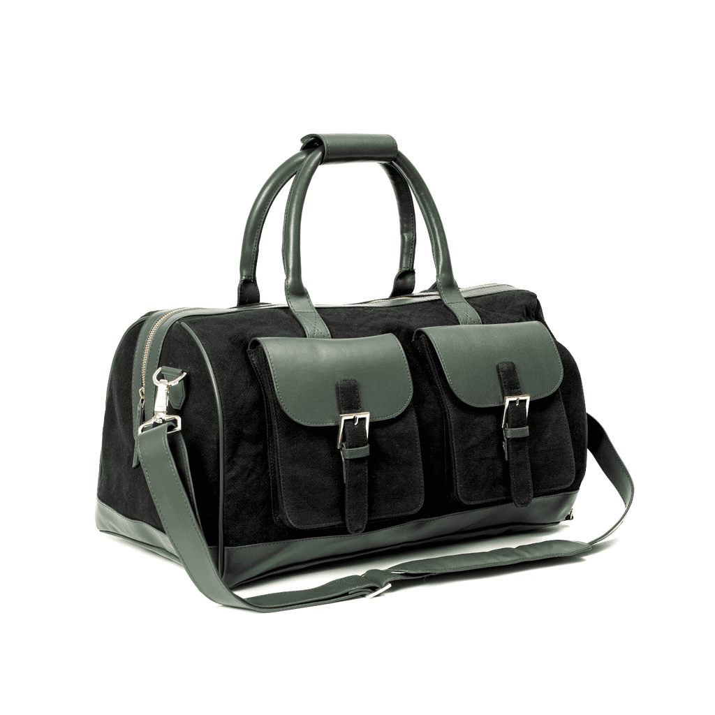 Ajax Vegan Leather Duffle Bag - Black by Green Hermitage with SS25 at Kamakhyaa for sustainable fashion