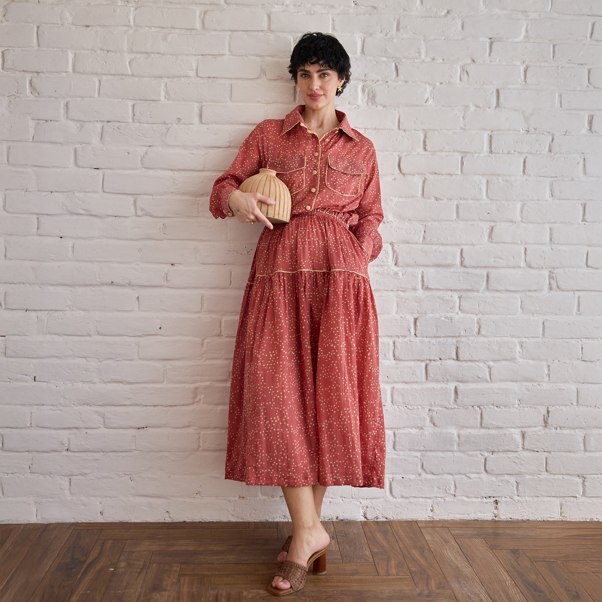 Rose Meadow Shirt by Taro with Artisan made, Cotton Mulmul, Whispers of Summer by Taro at Kamakhyaa for sustainable fashion