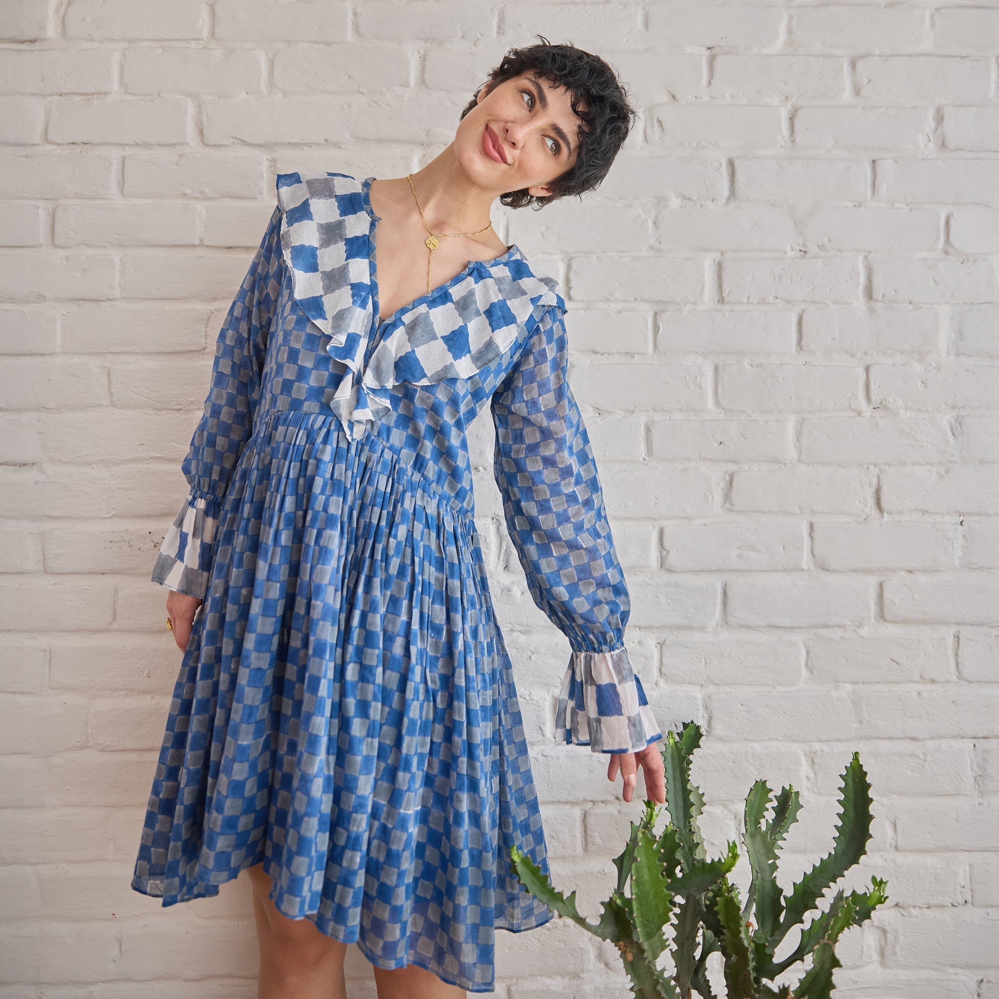 Azure Tides by Taro with Artisan made, Cotton Mulmul, Whispers of Summer by Taro at Kamakhyaa for sustainable fashion