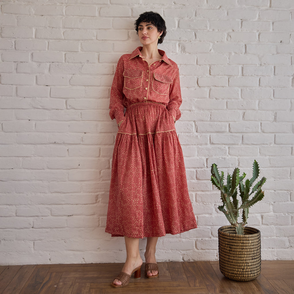 Rose Meadow Skirt by Taro with Artisan made, Cotton Mulmul, Whispers of Summer by Taro at Kamakhyaa for sustainable fashion