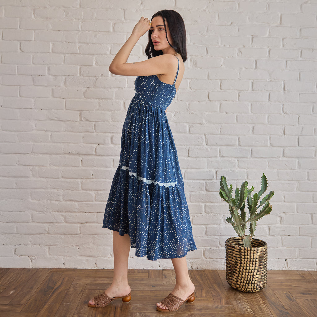 Starlit Indigo by Taro with Artisan made, Cotton Mulmul, Whispers of Summer by Taro at Kamakhyaa for sustainable fashion