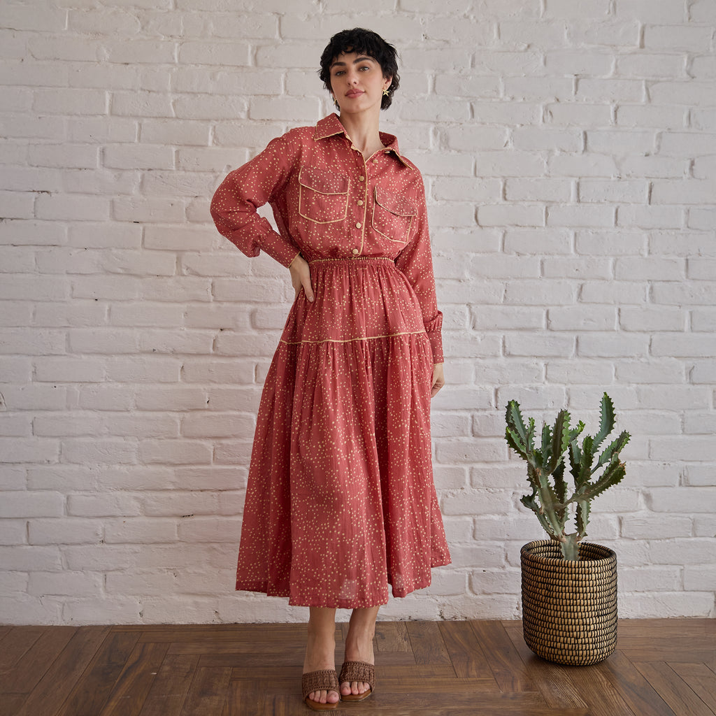 Rose Meadow Skirt by Taro with Artisan made, Cotton Mulmul, Whispers of Summer by Taro at Kamakhyaa for sustainable fashion