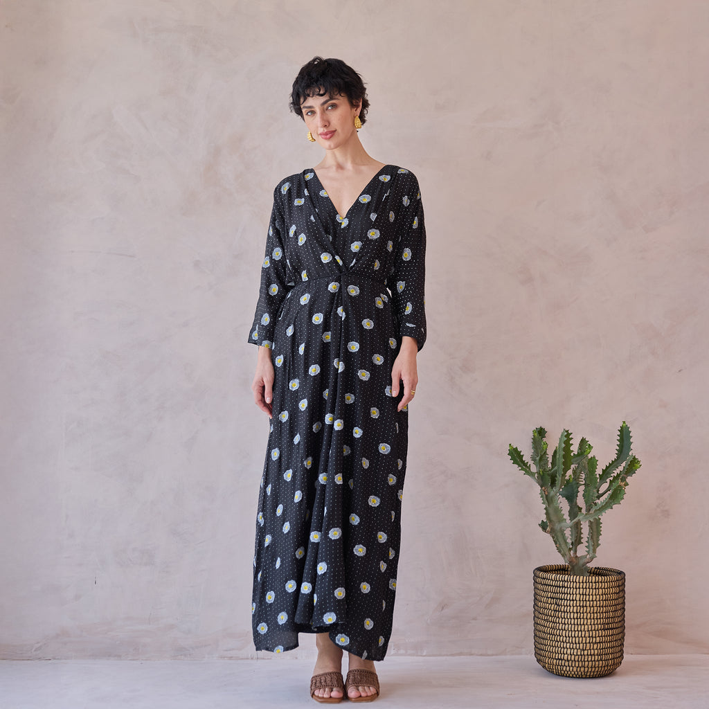 Daisy Drift Kaftan Dress by Taro with Artisan made, hand woven, Indie Bloom by Taro at Kamakhyaa for sustainable fashion