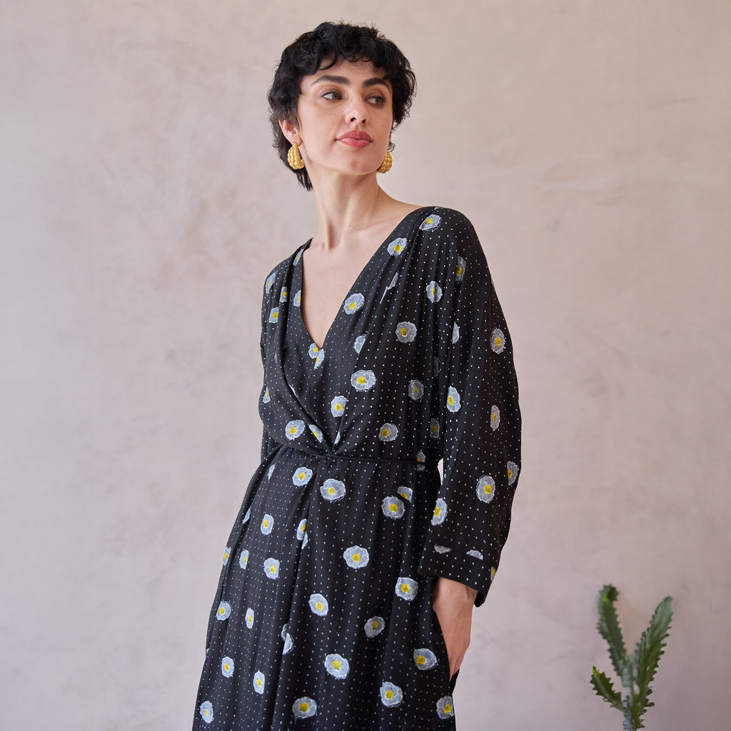 Daisy Drift Kaftan Dress by Taro with Artisan made, hand woven, Indie Bloom by Taro at Kamakhyaa for sustainable fashion