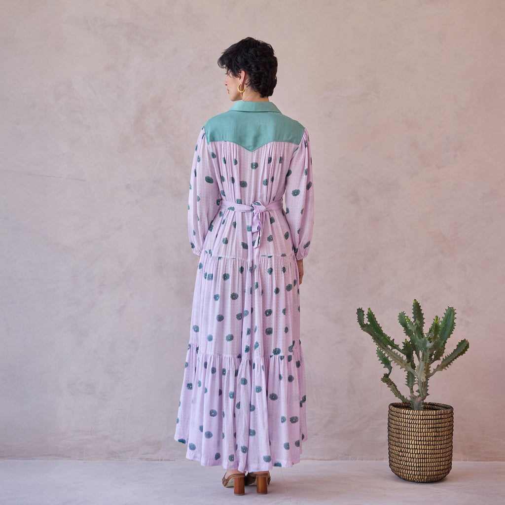 Lilac Dot Meadow by Taro with Artisan made, hand woven, Indie Bloom by Taro at Kamakhyaa for sustainable fashion
