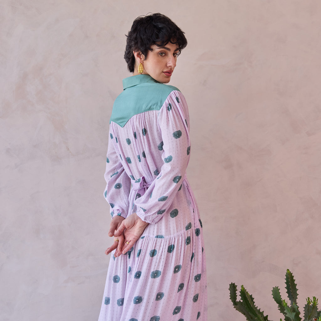 Lilac Dot Meadow by Taro with Artisan made, hand woven, Indie Bloom by Taro at Kamakhyaa for sustainable fashion