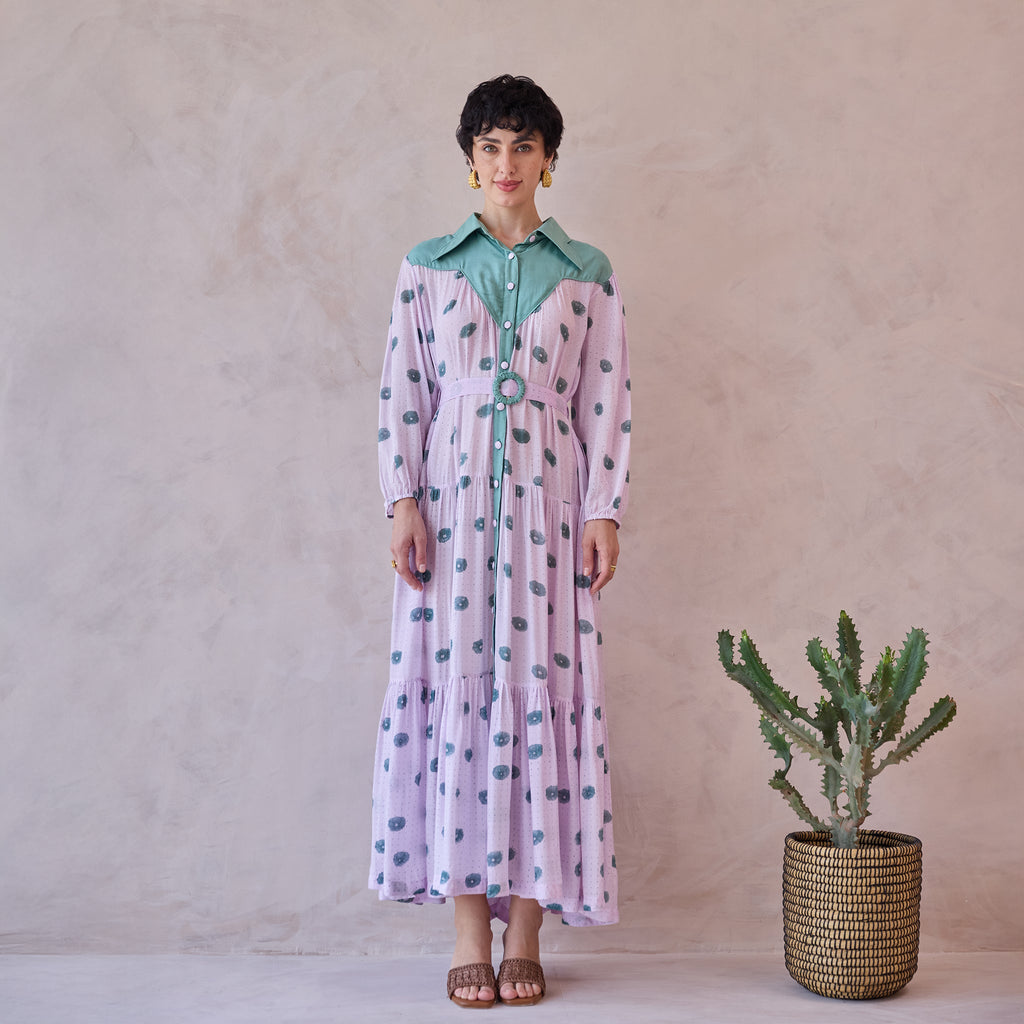 Lilac Dot Meadow by Taro with Artisan made, hand woven, Indie Bloom by Taro at Kamakhyaa for sustainable fashion