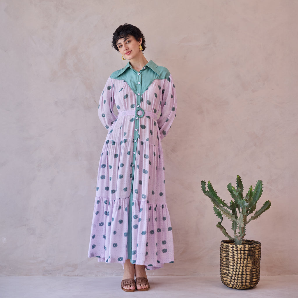 Lilac Dot Meadow by Taro with Artisan made, hand woven, Indie Bloom by Taro at Kamakhyaa for sustainable fashion