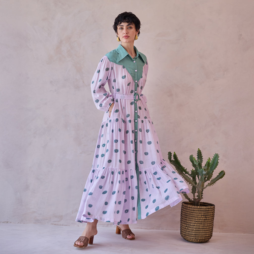 Lilac Dot Meadow by Taro with Artisan made, hand woven, Indie Bloom by Taro at Kamakhyaa for sustainable fashion