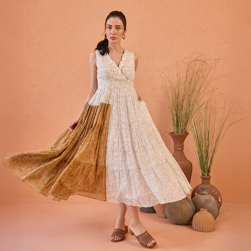 Coconut Dust by Taro with Artisan made, Cotton Mulmul, Whispers of Summer by Taro at Kamakhyaa for sustainable fashion