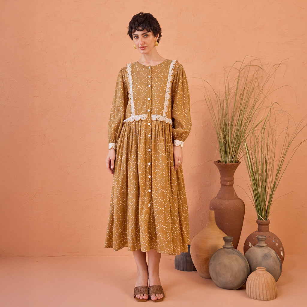 Marigold Breeze by Taro with Artisan made, Cotton Mulmul, Whispers of Summer by Taro at Kamakhyaa for sustainable fashion