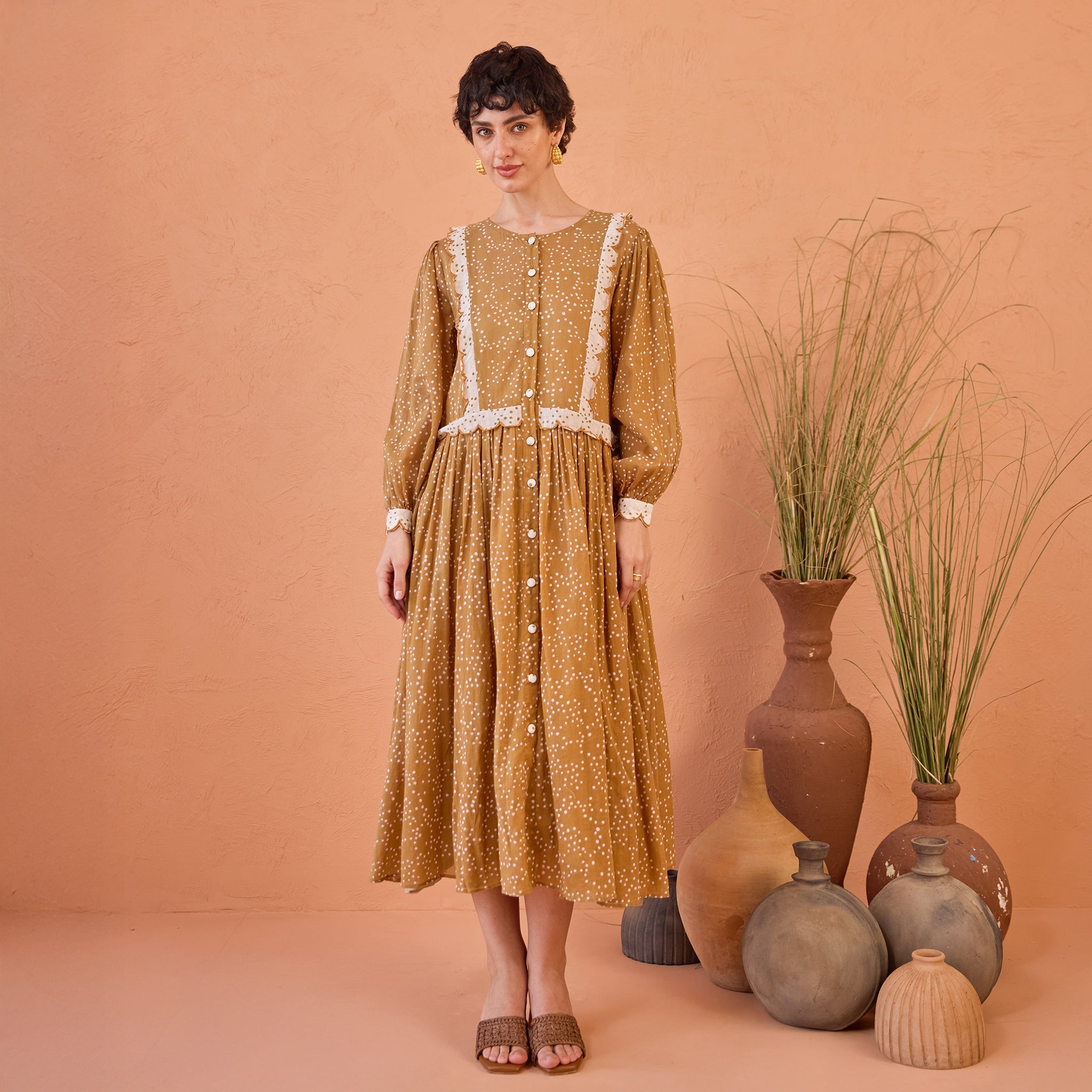 Marigold Breeze by Taro with Artisan made, Cotton Mulmul, Whispers of Summer by Taro at Kamakhyaa for sustainable fashion