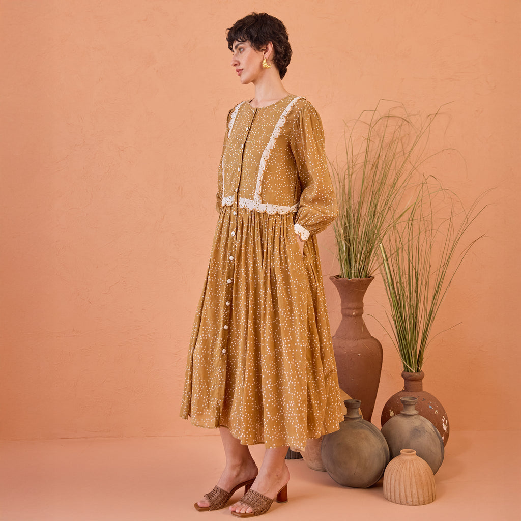Marigold Breeze by Taro with Artisan made, Cotton Mulmul, Whispers of Summer by Taro at Kamakhyaa for sustainable fashion