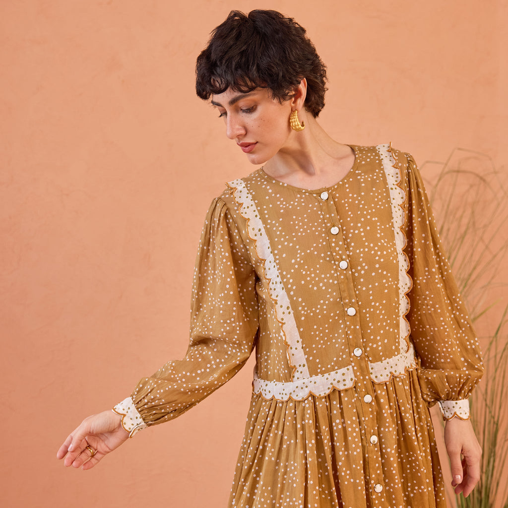 Marigold Breeze by Taro with Artisan made, Cotton Mulmul, Whispers of Summer by Taro at Kamakhyaa for sustainable fashion