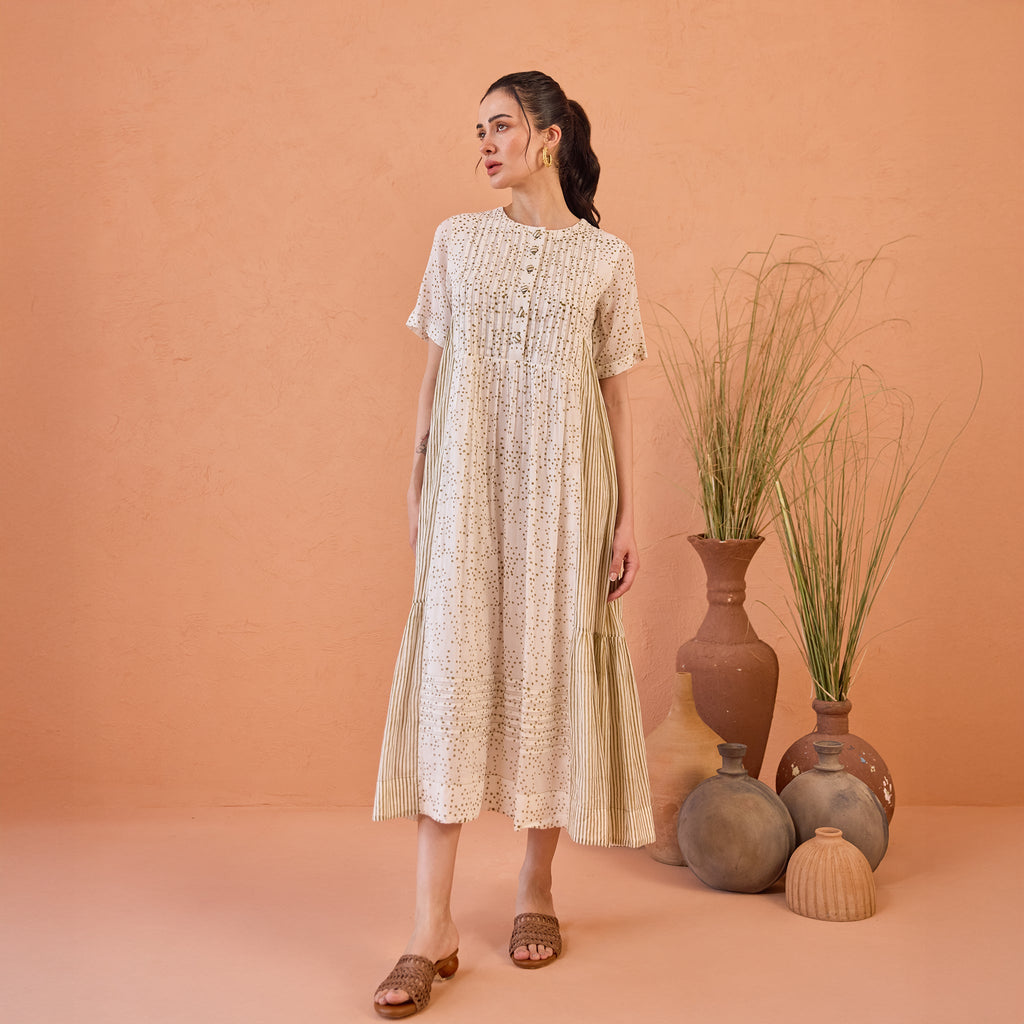 Mossy Mist by Taro with Artisan made, Cotton Mulmul, Whispers of Summer by Taro at Kamakhyaa for sustainable fashion
