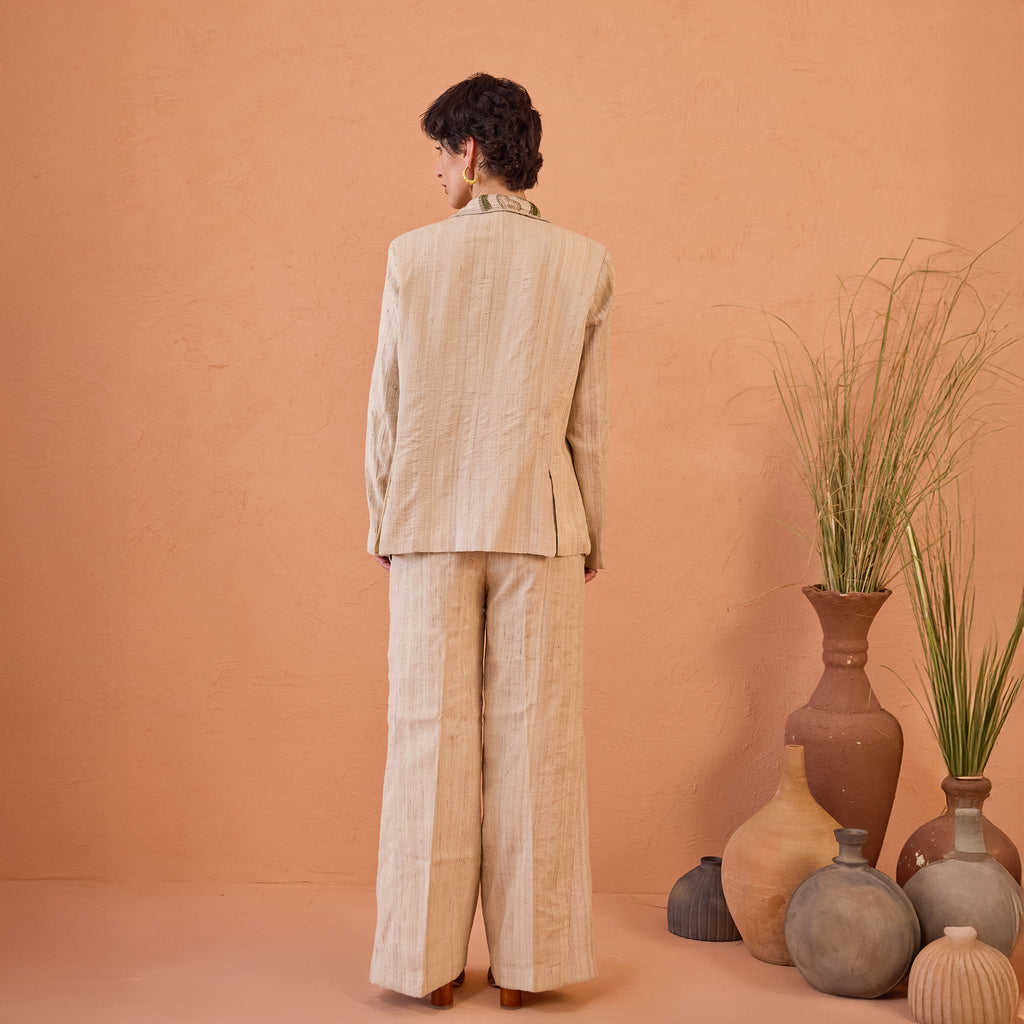 Heritage Hue by The Loom Art with Artisan made, Beige, Co-ord sets, Eco friendly, Eri Silk, Fluer De Code by The Loom Art, Hand embroidered, Handwoven, Kantha work at Kamakhyaa for sustainable fashion