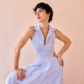Frost Petal by The Loom Art with Fluer De Code by The Loom Art, Lavender, Linen, Mirror Work, Organic, Sheath Dresses at Kamakhyaa for sustainable fashion