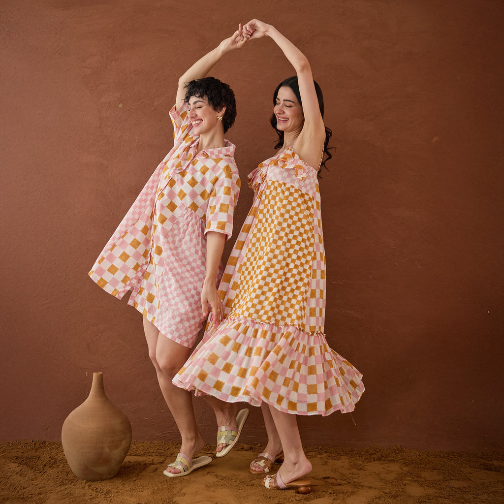 Bubblegum by Taro with Artisan made, Cotton Mulmul, Whispers of Summer by Taro at Kamakhyaa for sustainable fashion