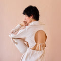 Floret Flicker by The Loom Art with Eco friendly, Fluer De Code by The Loom Art, Hand Embroidered, Ivory, Linen, Organic, Shirt Dresses at Kamakhyaa for sustainable fashion