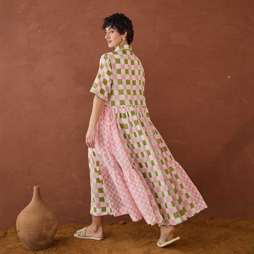 Spring Mosaic by Taro with Artisan made, Cotton Mulmul, Whispers of Summer by Taro at Kamakhyaa for sustainable fashion