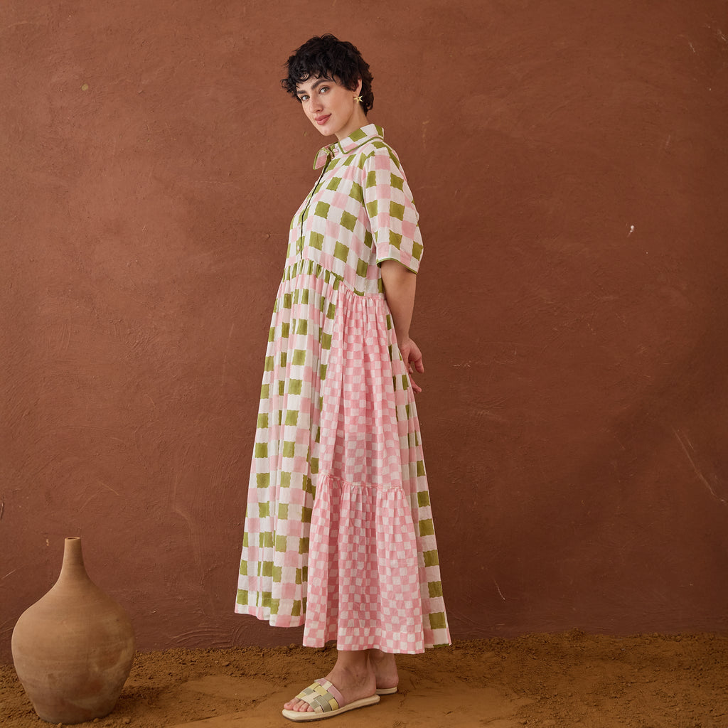 Spring Mosaic by Taro with Artisan made, Cotton Mulmul, Whispers of Summer by Taro at Kamakhyaa for sustainable fashion