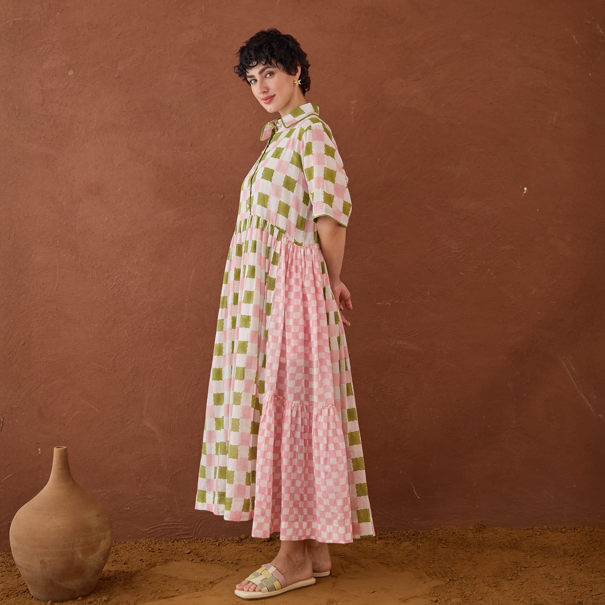 Spring Mosaic by Taro with Artisan made, Cotton Mulmul, Whispers of Summer by Taro at Kamakhyaa for sustainable fashion