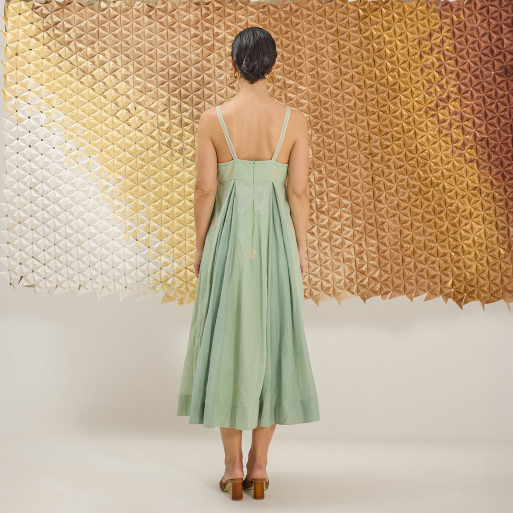 Green Clover by The Loom Art with Fluer De Code by The Loom Art, French Knots, Green, Handwoven Cotton Silk at Kamakhyaa for sustainable fashion