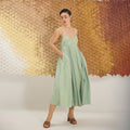 Green Clover by The Loom Art with Fluer De Code by The Loom Art, French Knots, Green, Handwoven Cotton Silk at Kamakhyaa for sustainable fashion