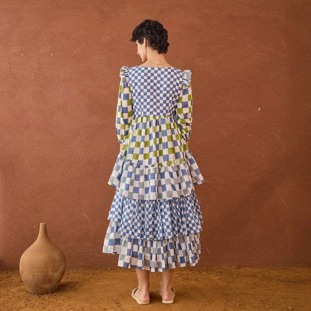 Azure Mosaic by Taro with Artisan made, Cotton Mulmul, Whispers of Summer by Taro at Kamakhyaa for sustainable fashion