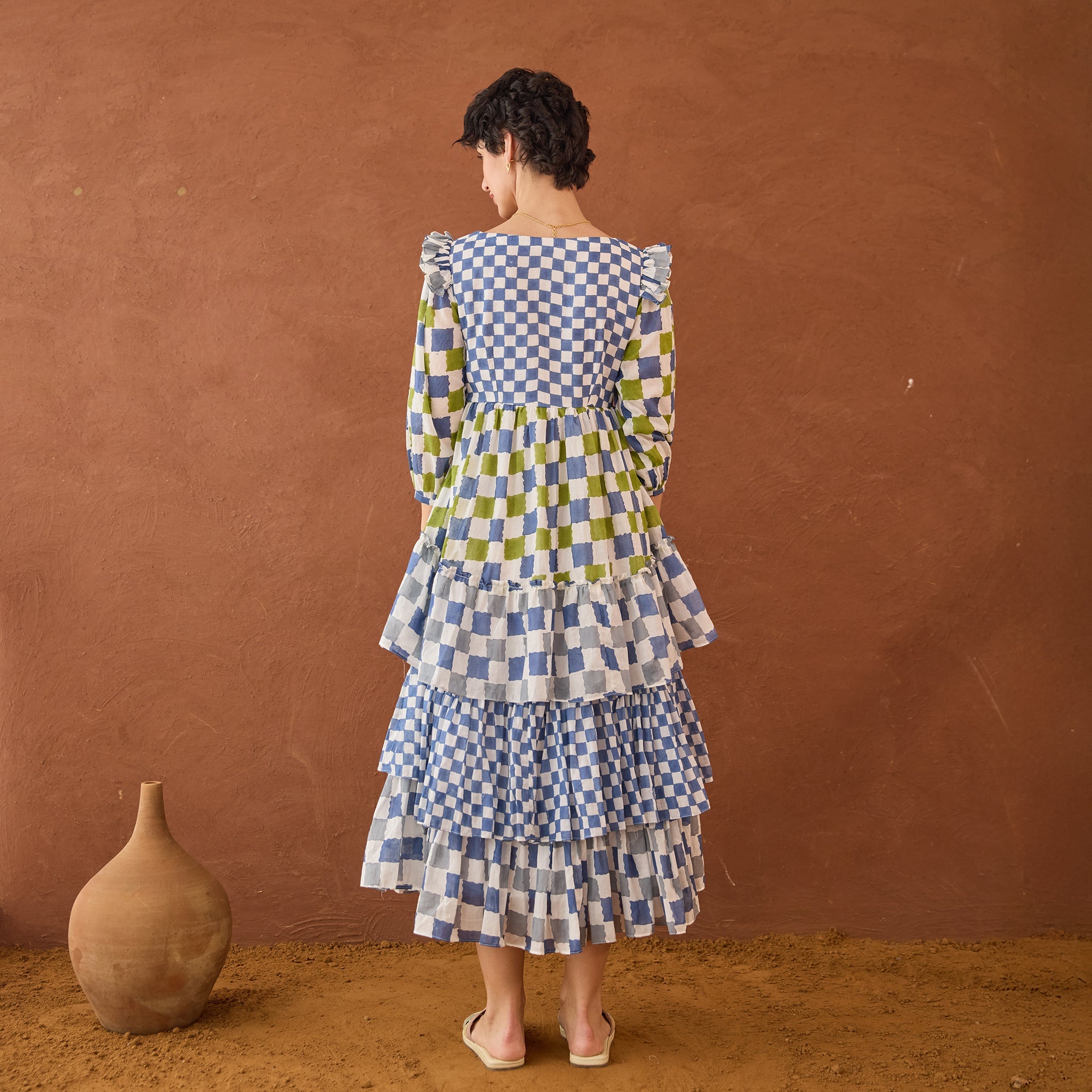 Azure Mosaic by Taro with Artisan made, Cotton Mulmul, Whispers of Summer by Taro at Kamakhyaa for sustainable fashion