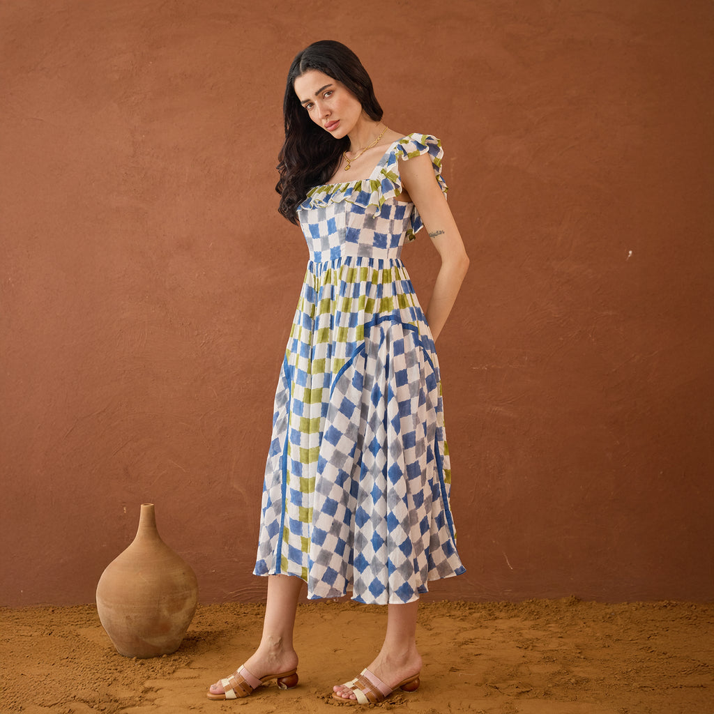 Sky Sketch by Taro with Artisan made, Cotton Mulmul, Whispers of Summer by Taro at Kamakhyaa for sustainable fashion