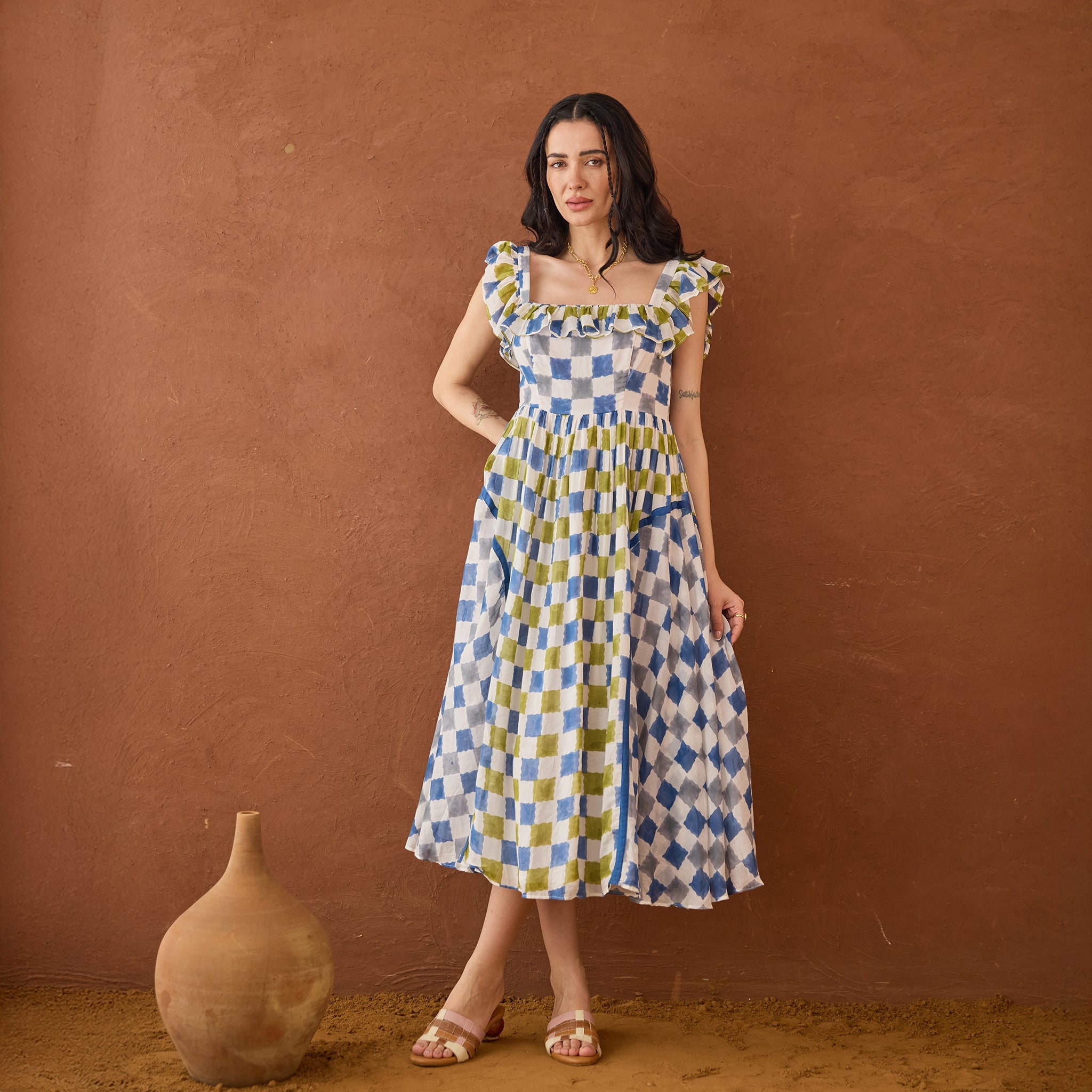 Sky Sketch by Taro with Artisan made, Cotton Mulmul, Whispers of Summer by Taro at Kamakhyaa for sustainable fashion