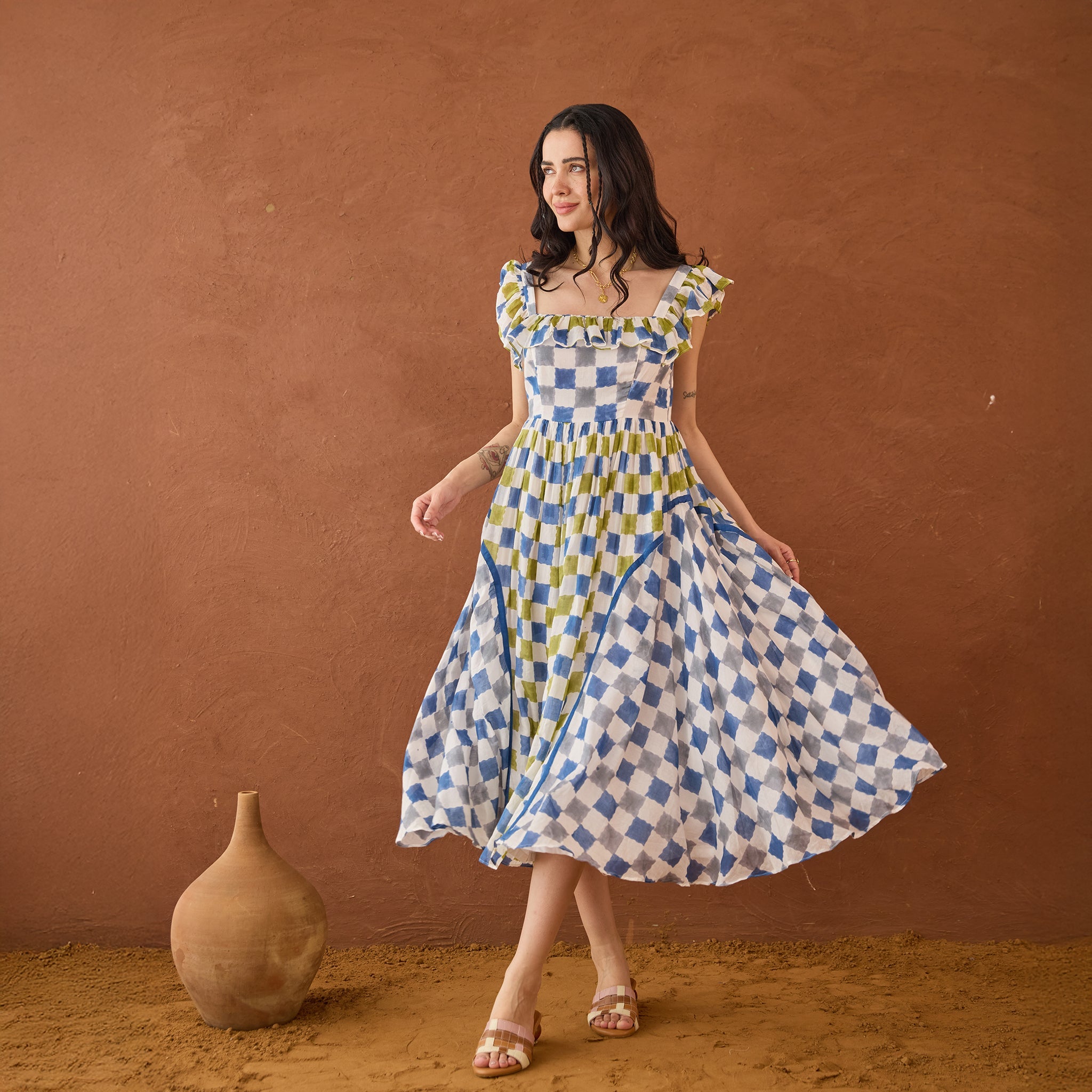 Sky Sketch by Taro with Artisan made, Cotton Mulmul, Whispers of Summer by Taro at Kamakhyaa for sustainable fashion