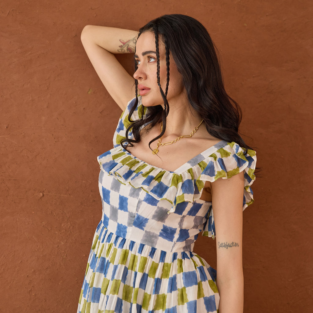 Sky Sketch by Taro with Artisan made, Cotton Mulmul, Whispers of Summer by Taro at Kamakhyaa for sustainable fashion