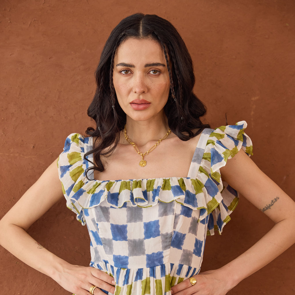 Sky Sketch by Taro with Artisan made, Cotton Mulmul, Whispers of Summer by Taro at Kamakhyaa for sustainable fashion