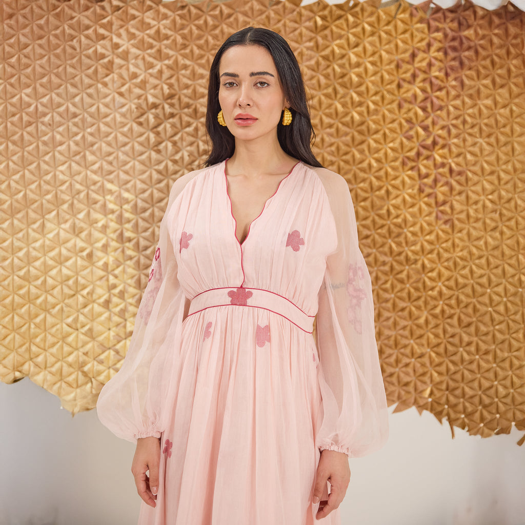 Blossom Blush by The Loom Art with A line Dresses, Artisan made, Eco friendly, Fluer De Code by The Loom Art, Hand Embroidered, Handwoven, Handwoven Cotton Silk, Pink at Kamakhyaa for sustainable fashion