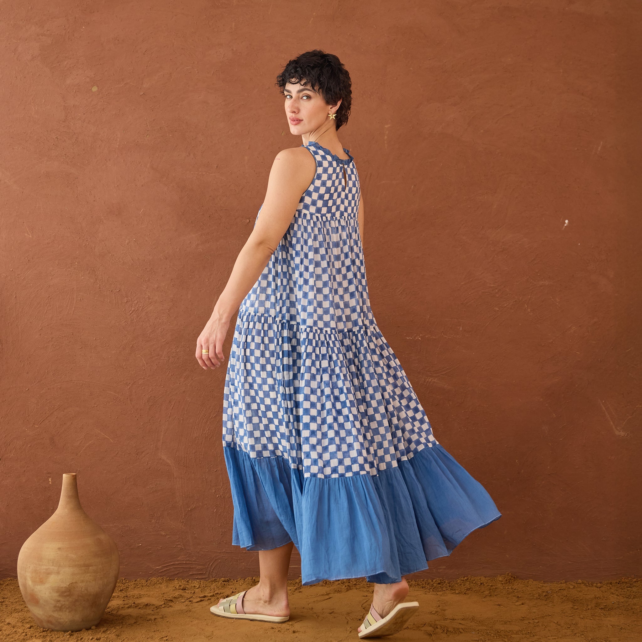 Breezy Blues by Taro with Artisan made, Cotton Mulmul, Whispers of Summer by Taro at Kamakhyaa for sustainable fashion