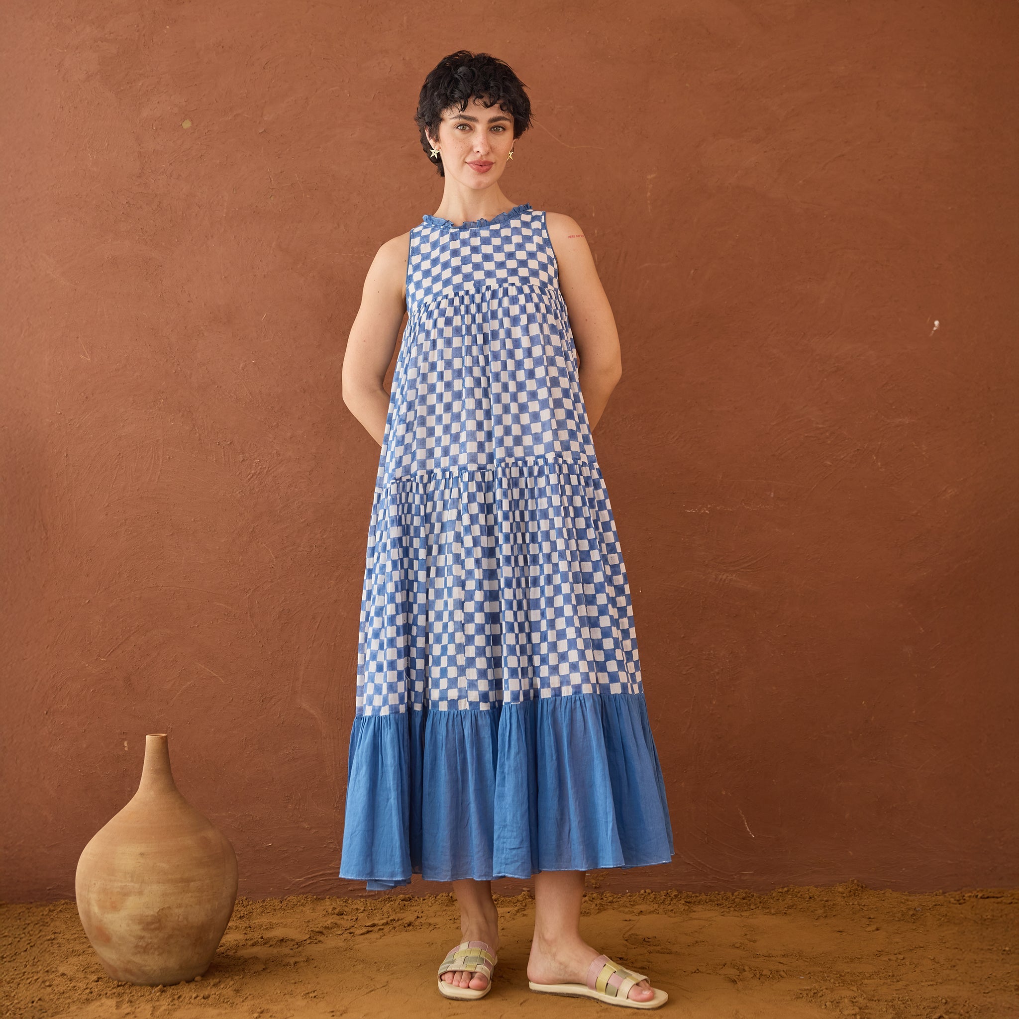 Breezy Blues by Taro with Artisan made, Cotton Mulmul, Whispers of Summer by Taro at Kamakhyaa for sustainable fashion