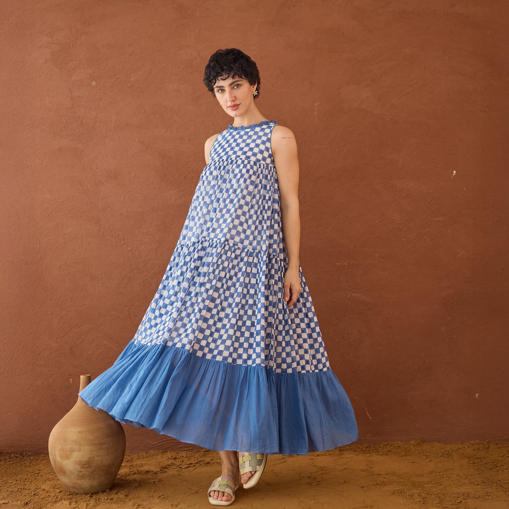 Breezy Blues by Taro with Artisan made, Cotton Mulmul, Whispers of Summer by Taro at Kamakhyaa for sustainable fashion