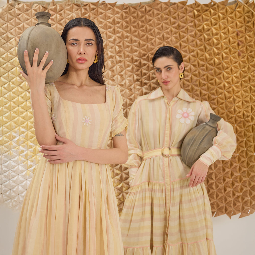 Daisy Breeze by The Loom Art with Fluer De Code by The Loom Art, French Knots, Handwoven Cotton Silk, Pink at Kamakhyaa for sustainable fashion