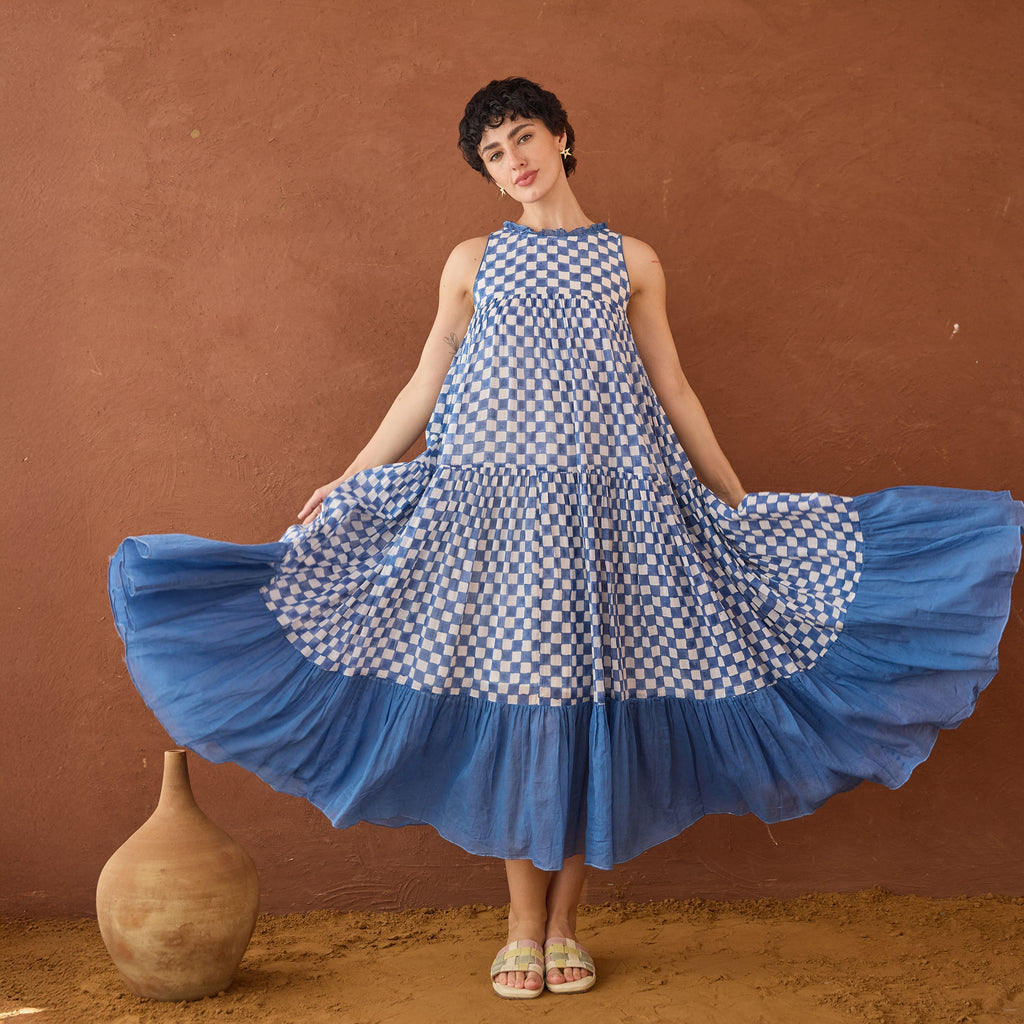Breezy Blues by Taro with Artisan made, Cotton Mulmul, Whispers of Summer by Taro at Kamakhyaa for sustainable fashion