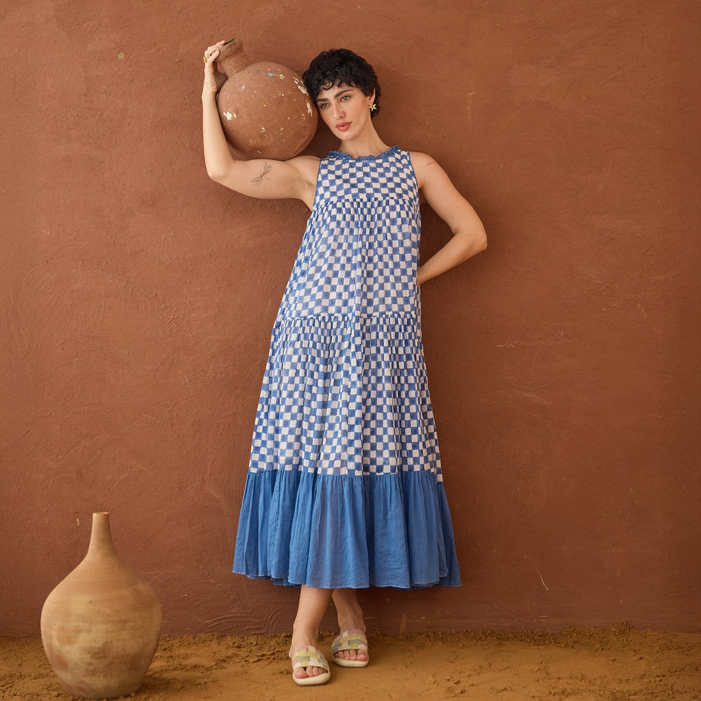 Breezy Blues by Taro with Artisan made, Cotton Mulmul, Whispers of Summer by Taro at Kamakhyaa for sustainable fashion