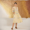 Iris Glow by The Loom Art with Fluer De Code by The Loom Art, Handwoven Jamdani Cotton Silk, Solilds, Yellow at Kamakhyaa for sustainable fashion