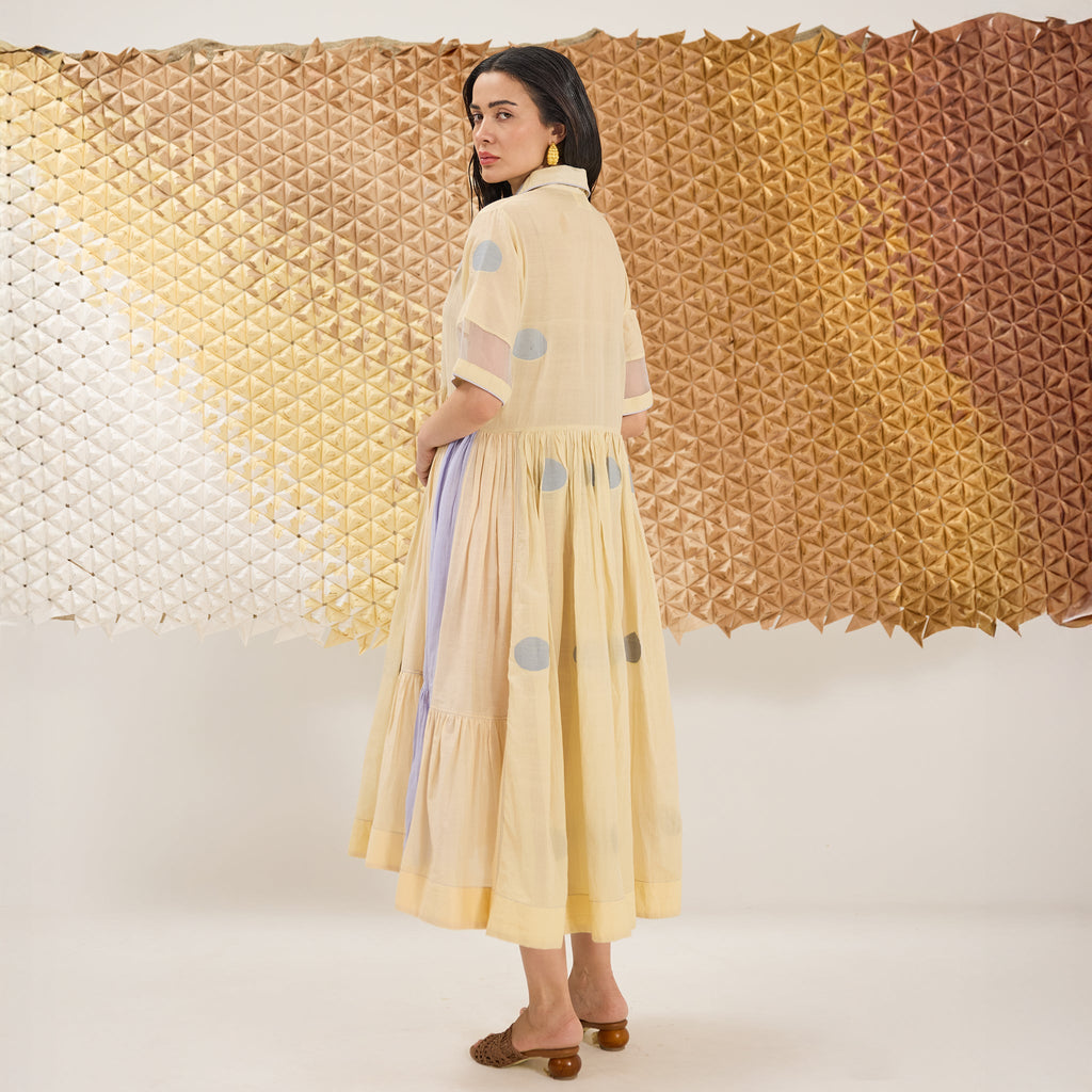 Buttercup Bloom by The Loom Art with Artisan made, Eco friendly, Fluer De Code by The Loom Art, Handwoven, Handwoven Jamdani Cotton Silk, Organic, Shirt Dresses, Solids, Yellow at Kamakhyaa for sustainable fashion