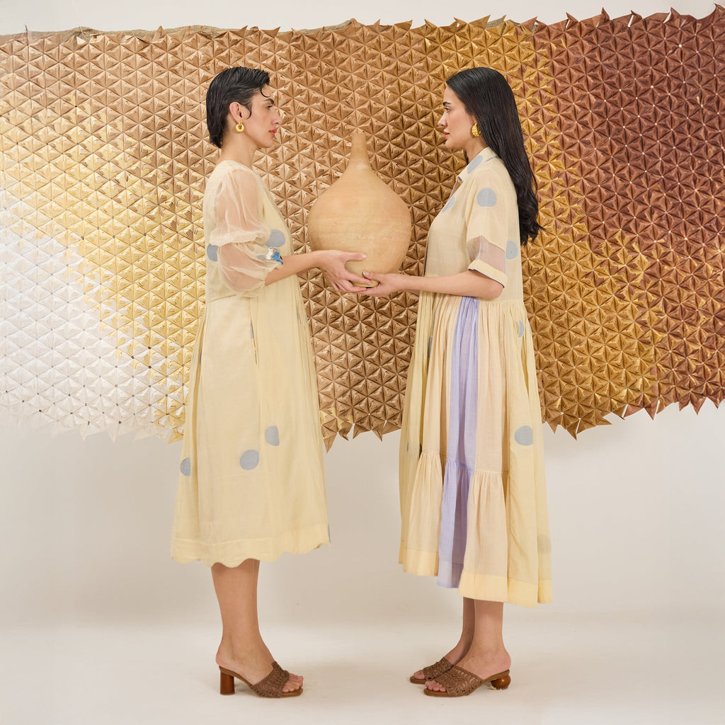 Buttercup Bloom by The Loom Art with Artisan made, Eco friendly, Fluer De Code by The Loom Art, Handwoven, Handwoven Jamdani Cotton Silk, Organic, Shirt Dresses, Solids, Yellow at Kamakhyaa for sustainable fashion